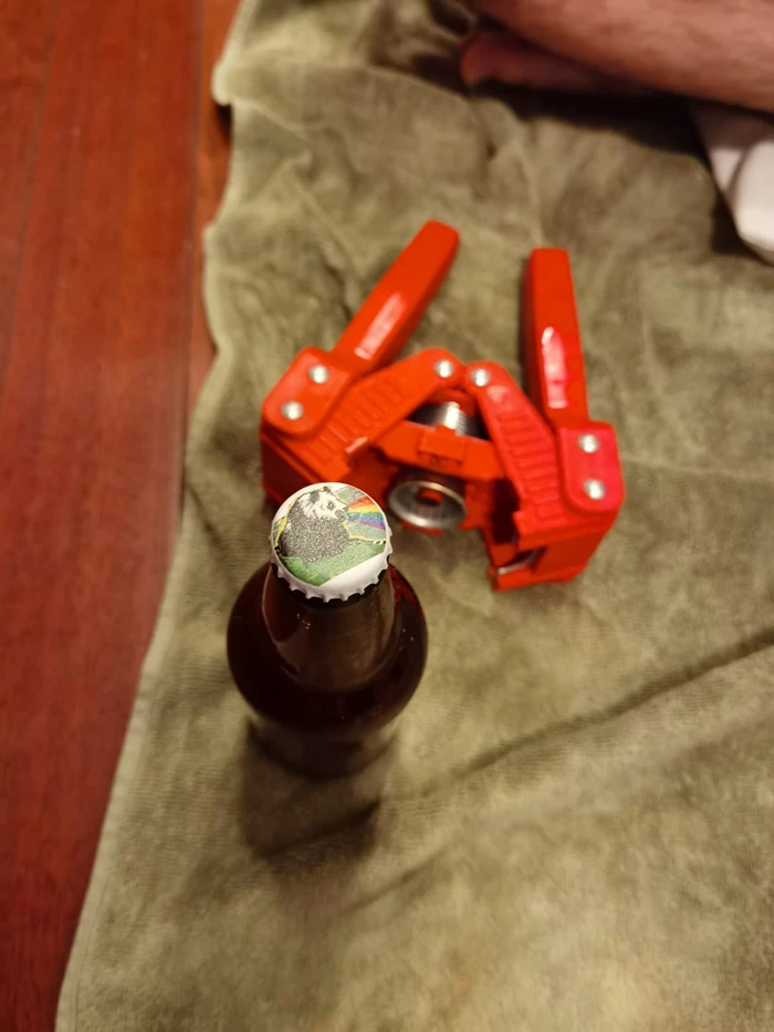 capped beer bottle seen from the top