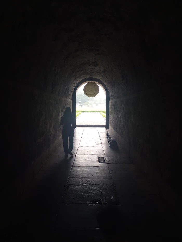 woman in tunnel